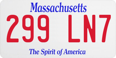 MA license plate 299LN7
