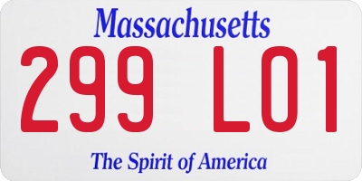 MA license plate 299LO1