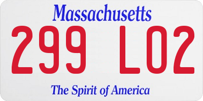 MA license plate 299LO2