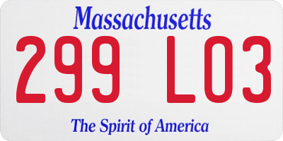 MA license plate 299LO3