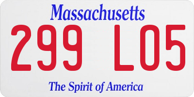 MA license plate 299LO5