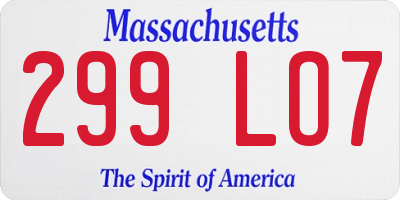 MA license plate 299LO7