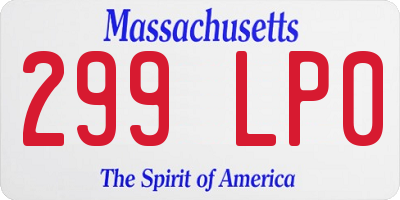 MA license plate 299LP0