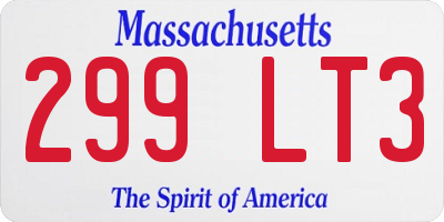 MA license plate 299LT3