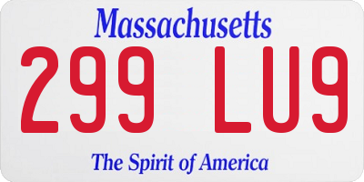 MA license plate 299LU9