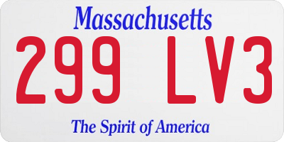 MA license plate 299LV3
