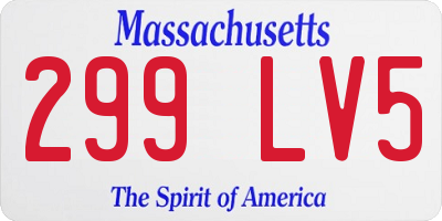 MA license plate 299LV5