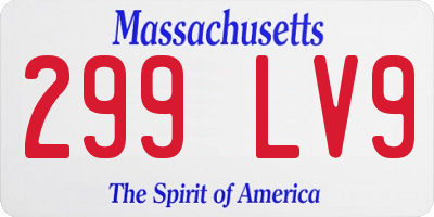 MA license plate 299LV9