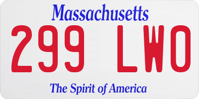 MA license plate 299LW0