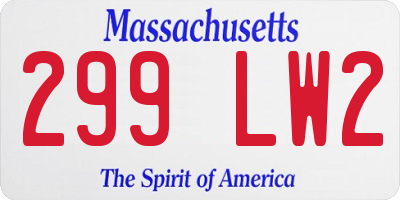 MA license plate 299LW2