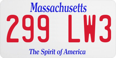 MA license plate 299LW3