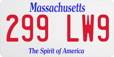 MA license plate 299LW9