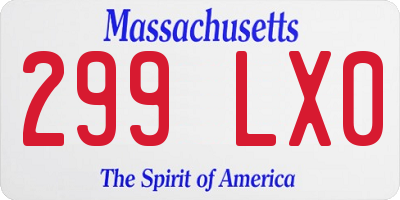 MA license plate 299LX0