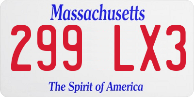 MA license plate 299LX3