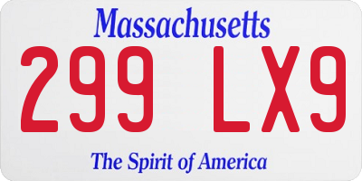 MA license plate 299LX9