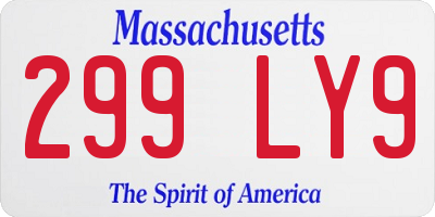 MA license plate 299LY9