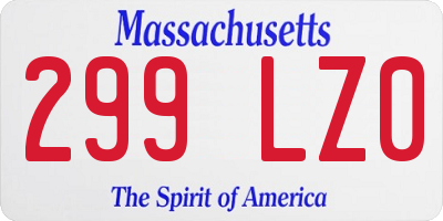 MA license plate 299LZ0
