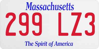 MA license plate 299LZ3