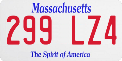 MA license plate 299LZ4