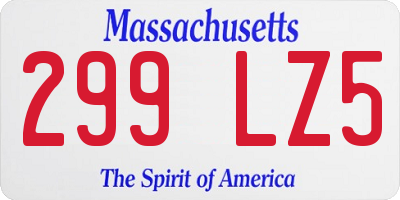 MA license plate 299LZ5