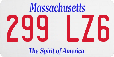 MA license plate 299LZ6