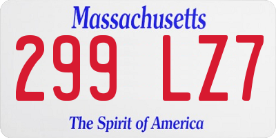 MA license plate 299LZ7