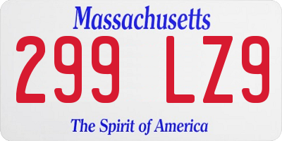 MA license plate 299LZ9