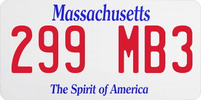 MA license plate 299MB3