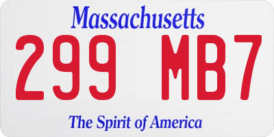 MA license plate 299MB7
