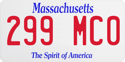 MA license plate 299MC0