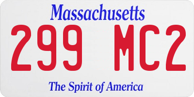 MA license plate 299MC2