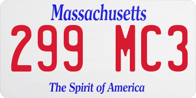 MA license plate 299MC3