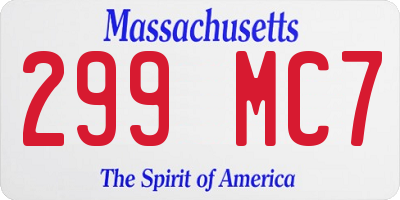 MA license plate 299MC7