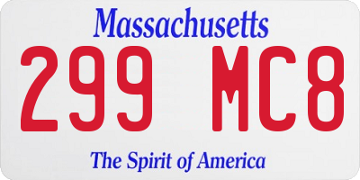 MA license plate 299MC8