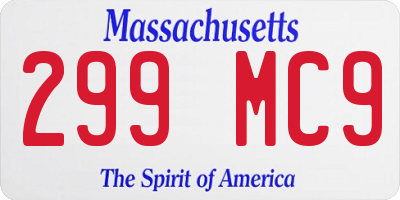 MA license plate 299MC9