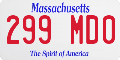 MA license plate 299MD0
