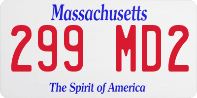 MA license plate 299MD2