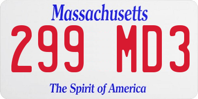 MA license plate 299MD3