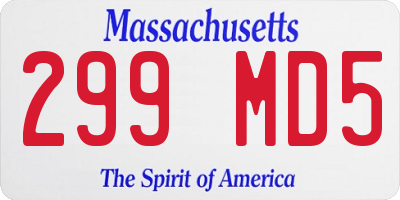 MA license plate 299MD5