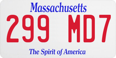 MA license plate 299MD7