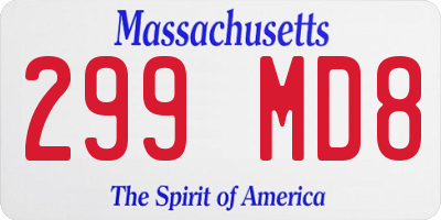 MA license plate 299MD8