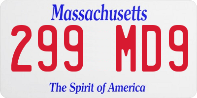 MA license plate 299MD9