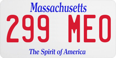 MA license plate 299ME0