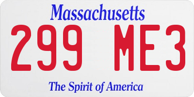 MA license plate 299ME3
