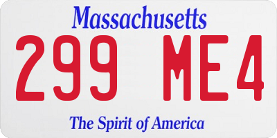 MA license plate 299ME4