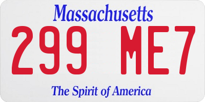MA license plate 299ME7
