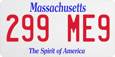 MA license plate 299ME9