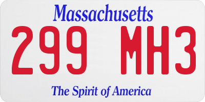 MA license plate 299MH3
