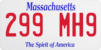 MA license plate 299MH9