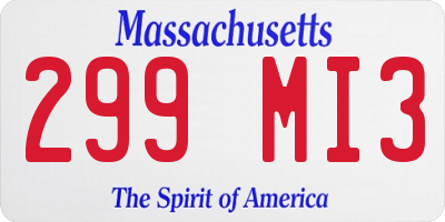 MA license plate 299MI3